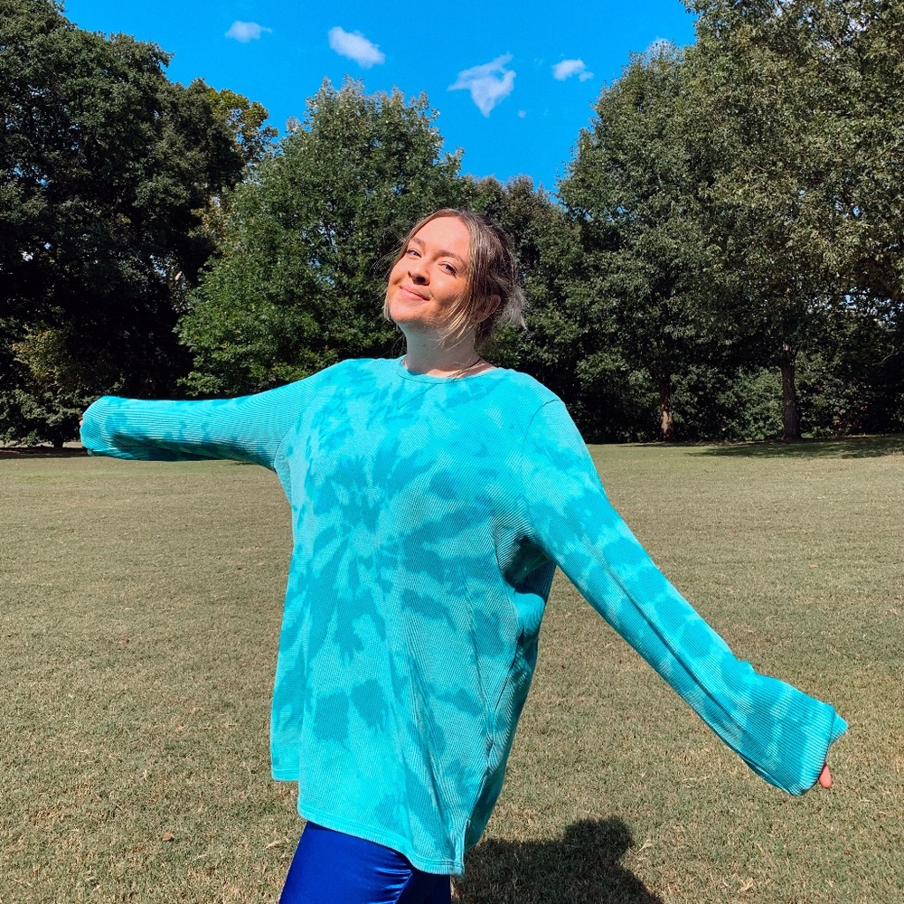 bleach swirl thermal {1X} teal tee